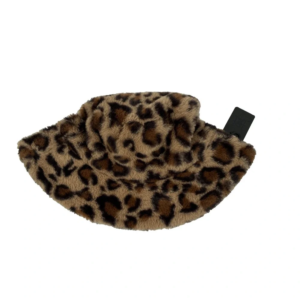 Women's Ed Hardy 'Love Kills Slowly' Tattoo Cheetah Faux Fur Bucket Hat O/S NWT